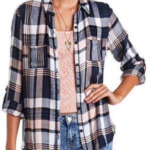 Charlotte Russe Pink and Navy Flannel